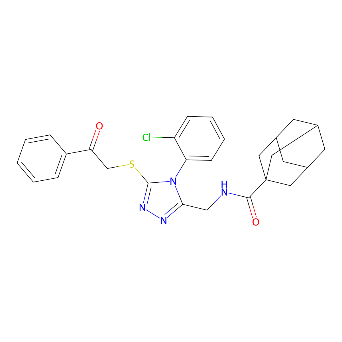 N-[[4-(2-chlorophenyl)-5-phenacylsulfanyl-1,2,4-triazol-3-yl]methyl]adamantane-1-carboxamide molecular structure, CAS 477302-07-1