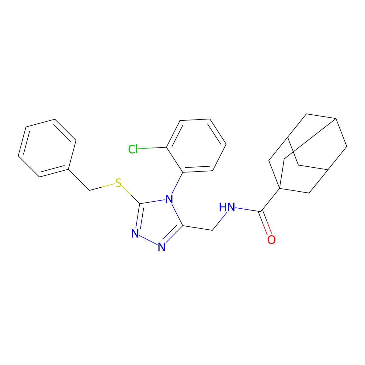 N-[[5-benzylsulfanyl-4-(2-chlorophenyl)-1,2,4-triazol-3-yl]methyl]adamantane-1-carboxamide molecular structure, CAS 477302-37-7
