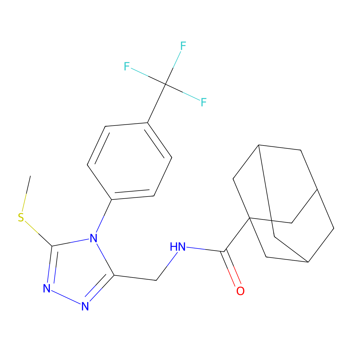 N-[[5-methylsulfanyl-4-[4-(trifluoromethyl)phenyl]-1,2,4-triazol-3-yl]methyl]adamantane-1-carboxamide molecular structure, CAS 477302-40-2