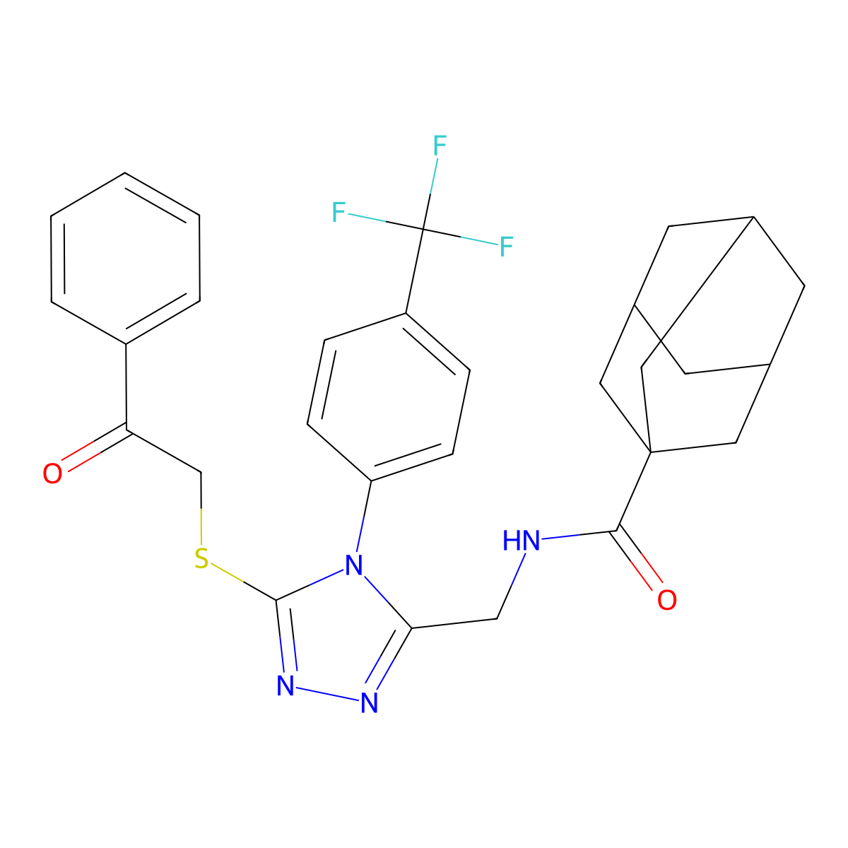 N-({5-[(2-oxo-2-phenylethyl)sulfanyl]-4-[4-(trifluoromethyl)phenyl]-4H-1,2,4-triazol-3-yl}methyl)adamantane-1-carboxamide molecular structure, CAS 477302-49-1