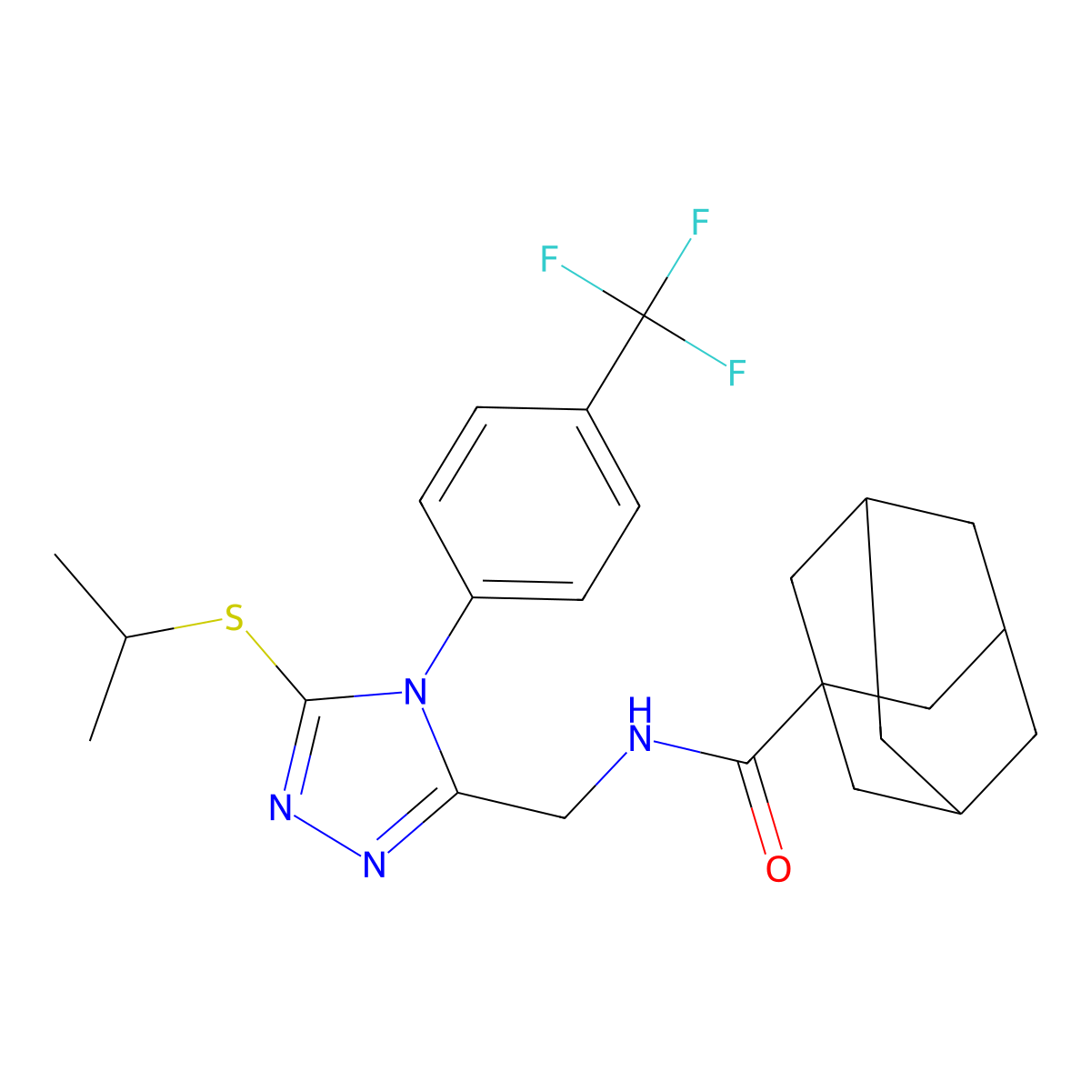 N-[[5-propan-2-ylsulfanyl-4-[4-(trifluoromethyl)phenyl]-1,2,4-triazol-3-yl]methyl]adamantane-1-carboxamide molecular structure, CAS 477302-58-2