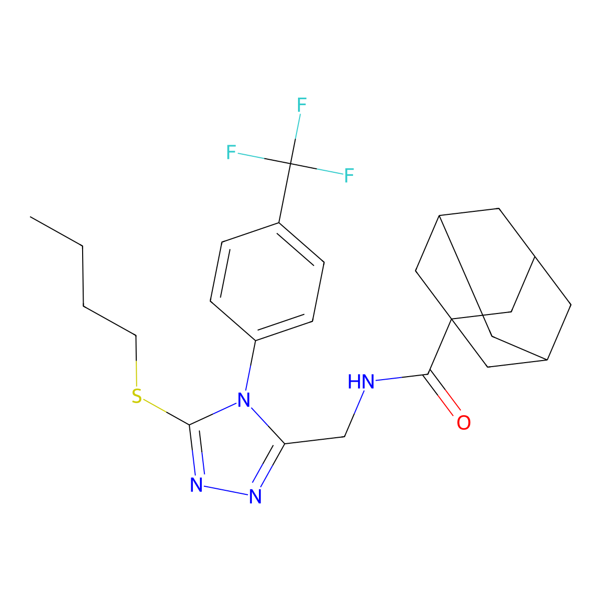 N-[[5-butylsulfanyl-4-[4-(trifluoromethyl)phenyl]-1,2,4-triazol-3-yl]methyl]adamantane-1-carboxamide molecular structure, CAS 477302-70-8