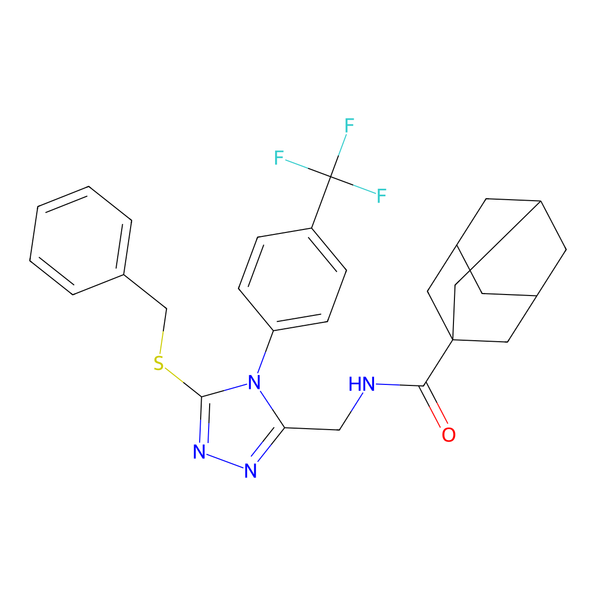 N-[[5-benzylsulfanyl-4-[4-(trifluoromethyl)phenyl]-1,2,4-triazol-3-yl]methyl]adamantane-1-carboxamide molecular structure, CAS 477302-80-0