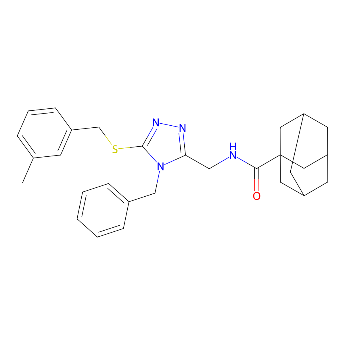 N-[[4-benzyl-5-[(3-methylphenyl)methylsulfanyl]-1,2,4-triazol-3-yl]methyl]adamantane-1-carboxamide molecular structure, CAS 477303-26-7