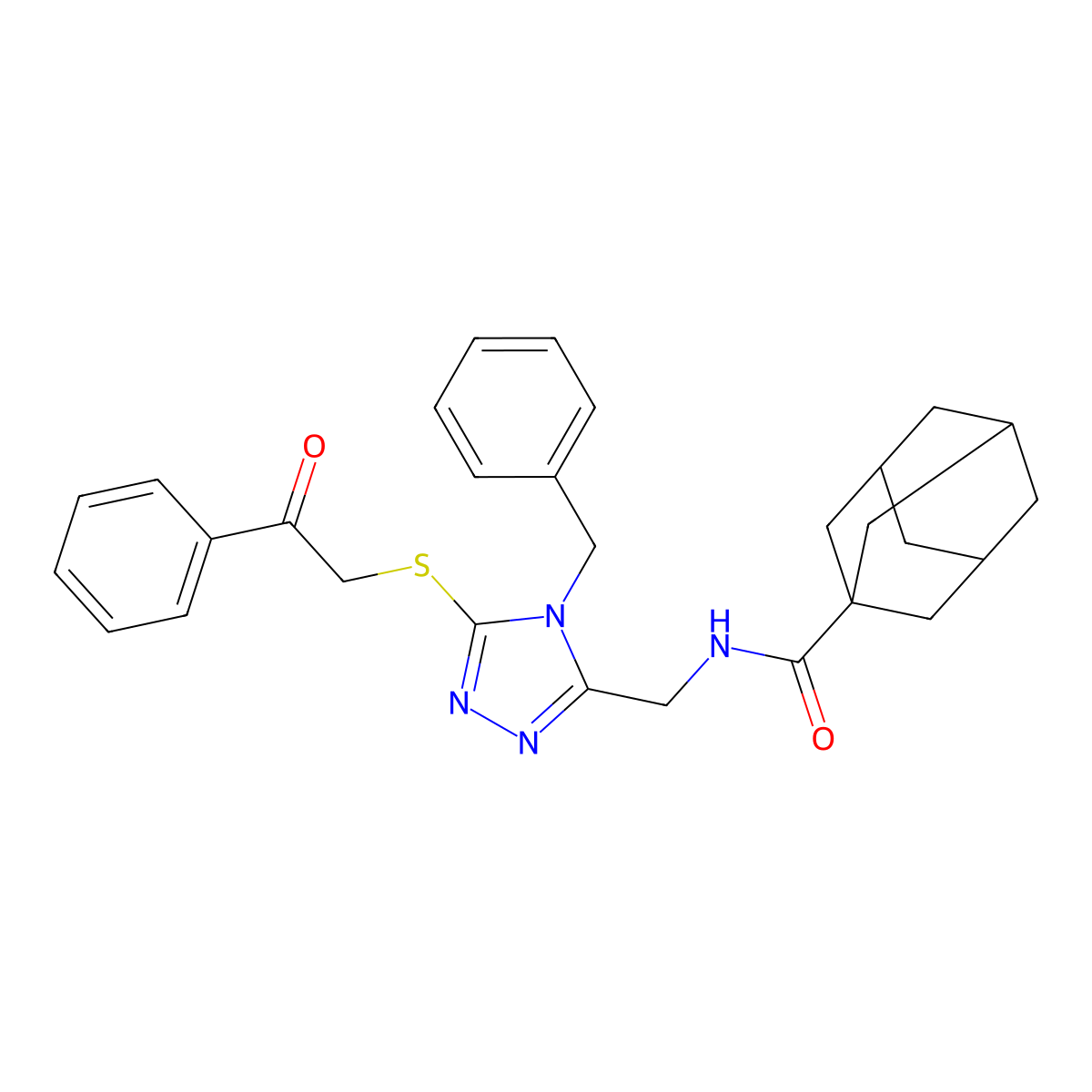 N-[(4-benzyl-5-phenacylsulfanyl-1,2,4-triazol-3-yl)methyl]adamantane-1-carboxamide molecular structure, CAS 477303-34-7