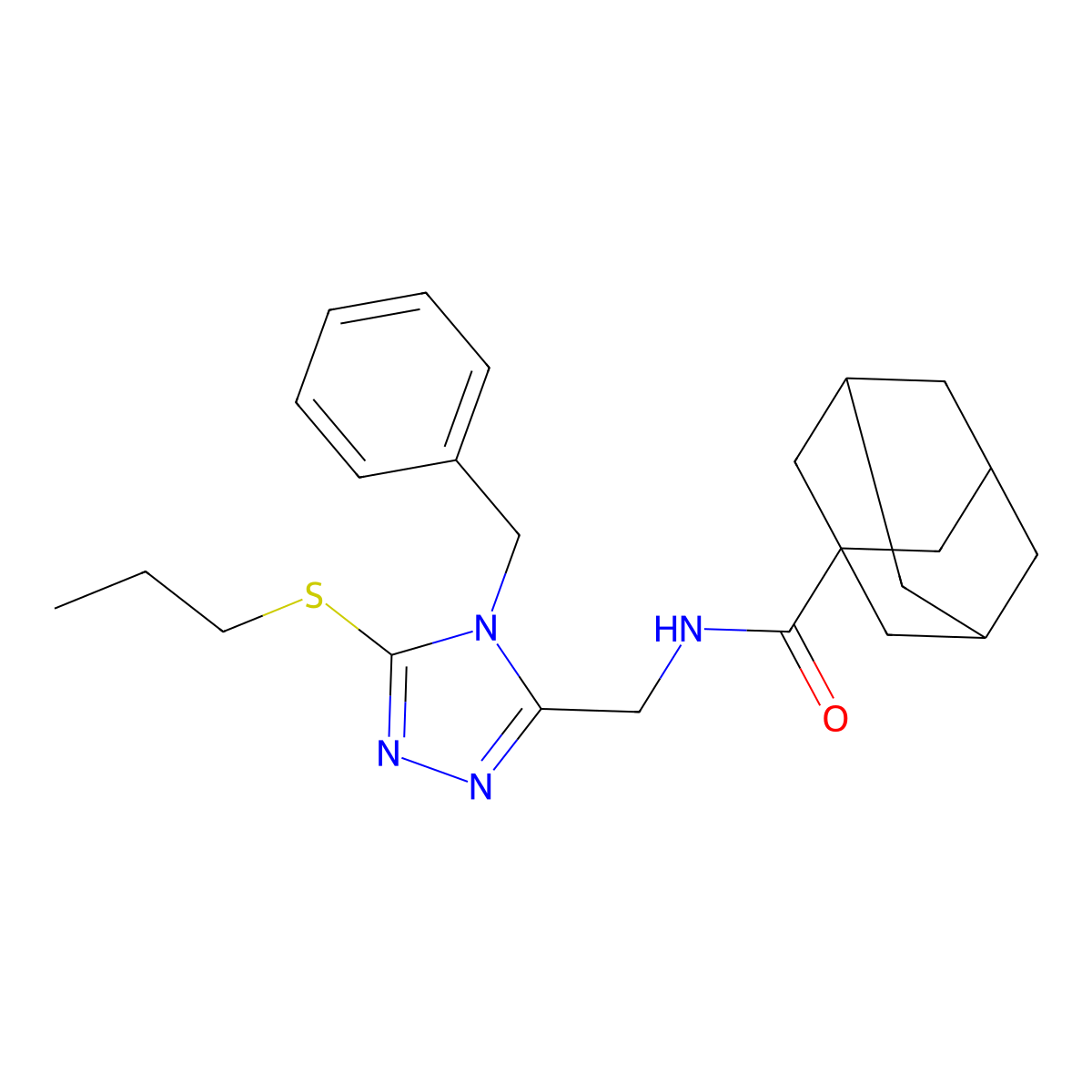 N-[(4-benzyl-5-propylsulfanyl-1,2,4-triazol-3-yl)methyl]adamantane-1-carboxamide molecular structure, CAS 477303-36-9