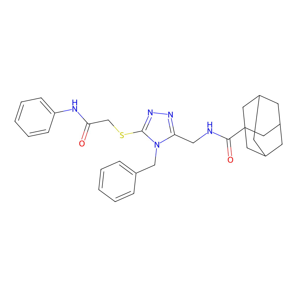 N-[[5-(2-anilino-2-oxoethyl)sulfanyl-4-benzyl-1,2,4-triazol-3-yl]methyl]adamantane-1-carboxamide molecular structure, CAS 477303-42-7