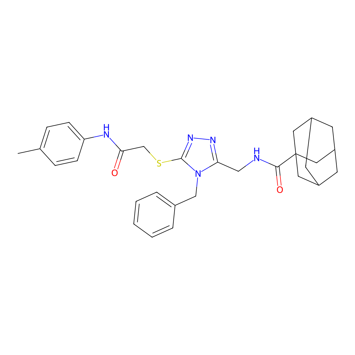 N-[[4-benzyl-5-[2-(4-methylanilino)-2-oxoethyl]sulfanyl-1,2,4-triazol-3-yl]methyl]adamantane-1-carboxamide molecular structure, CAS 477303-45-0