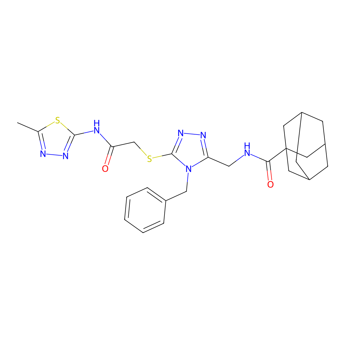N-[[4-benzyl-5-[2-[(5-methyl-1,3,4-thiadiazol-2-yl)amino]-2-oxoethyl]sulfanyl-1,2,4-triazol-3-yl]methyl]adamantane-1-carboxamide molecular structure, CAS 477303-61-0
