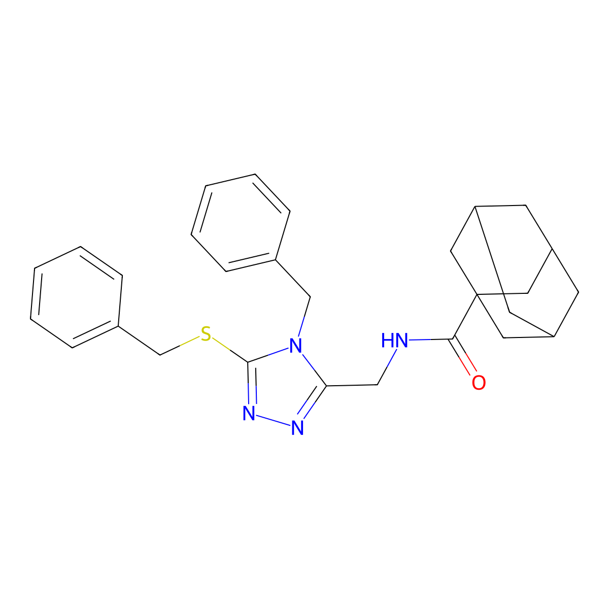 N-[(4-benzyl-5-benzylsulfanyl-1,2,4-triazol-3-yl)methyl]adamantane-1-carboxamide molecular structure, CAS 477303-64-3