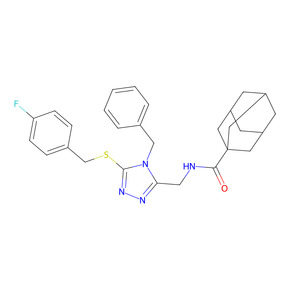 N-[[4-benzyl-5-[(4-fluorophenyl)methylsulfanyl]-1,2,4-triazol-3-yl]methyl]adamantane-1-carboxamide molecular structure, CAS 477303-65-4