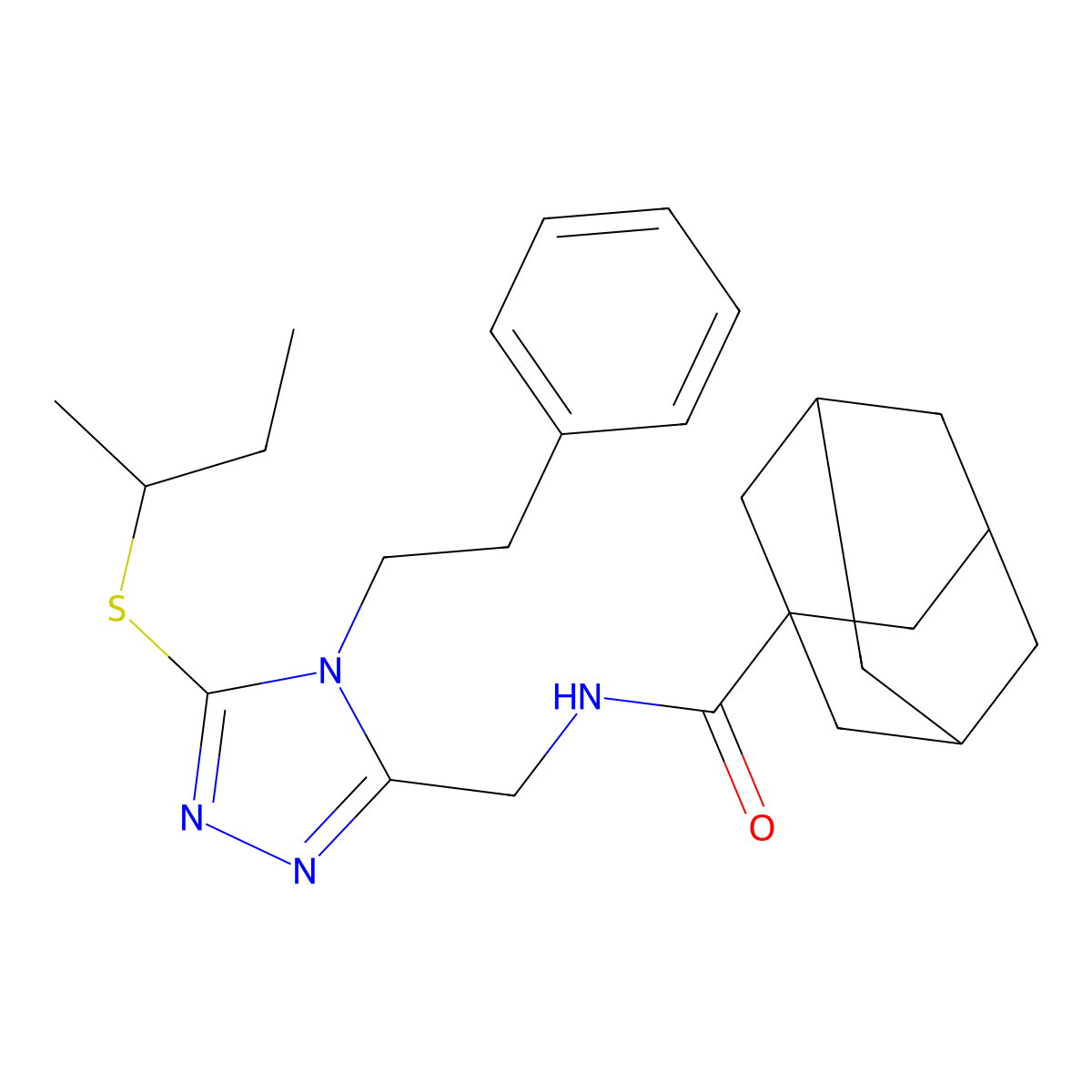 N-{[5-(butan-2-ylsulfanyl)-4-(2-phenylethyl)-4H-1,2,4-triazol-3-yl]methyl}adamantane-1-carboxamide molecular structure, CAS 477304-11-3