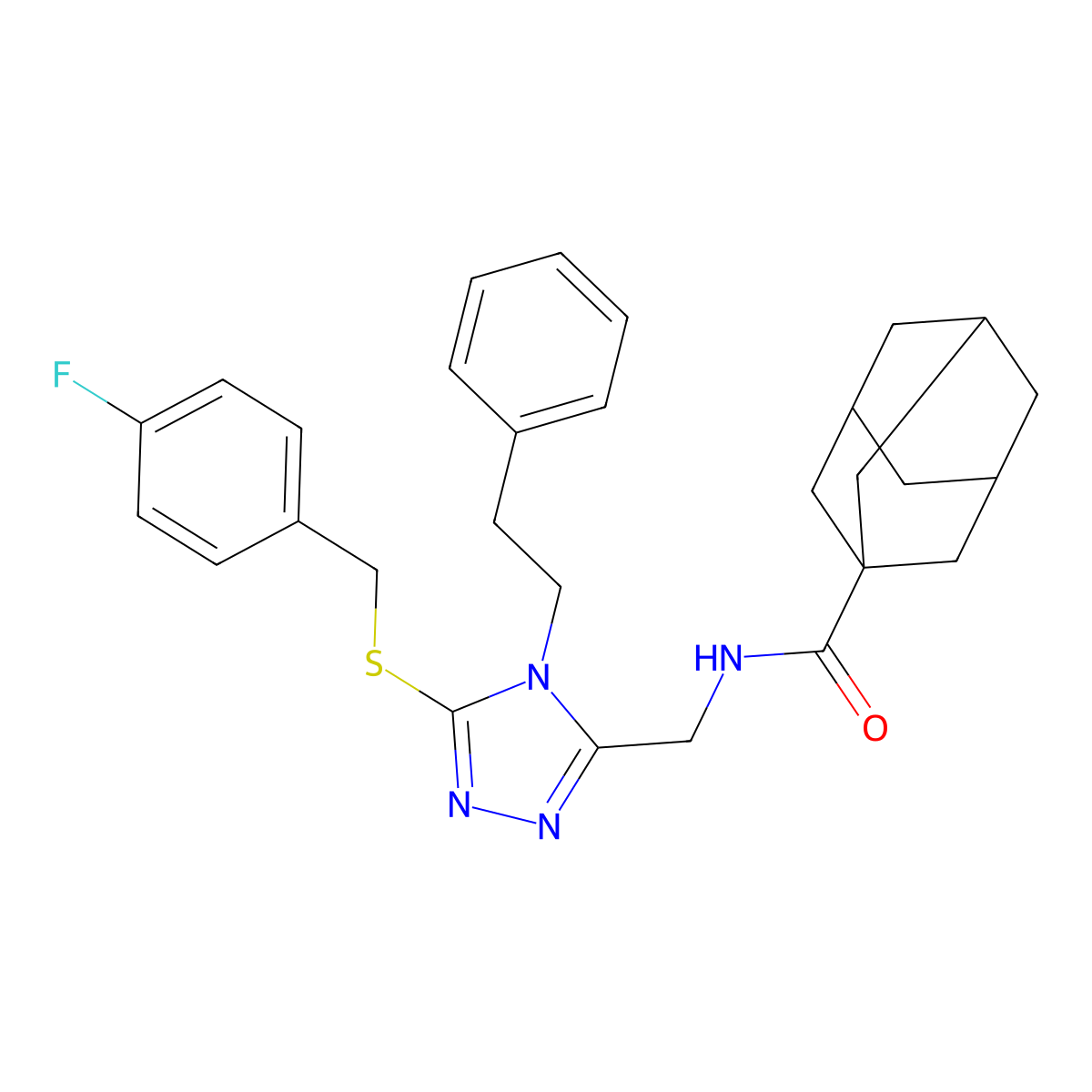 N-[(5-{[(4-fluorophenyl)methyl]sulfanyl}-4-(2-phenylethyl)-4H-1,2,4-triazol-3-yl)methyl]adamantane-1-carboxamide molecular structure, CAS 477304-13-5