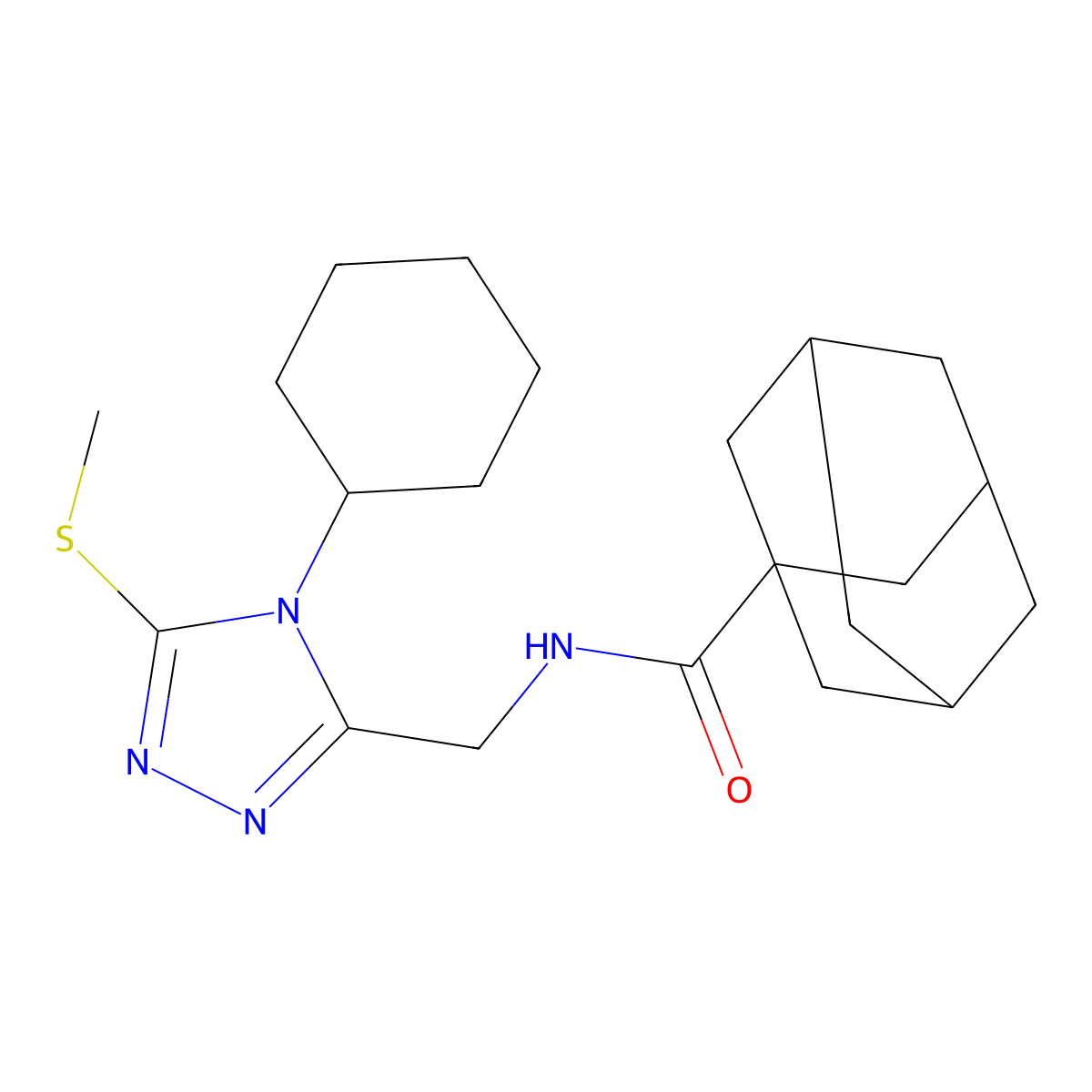 N-[(4-cyclohexyl-5-methylsulfanyl-1,2,4-triazol-3-yl)methyl]adamantane-1-carboxamide molecular structure, CAS 477304-15-7