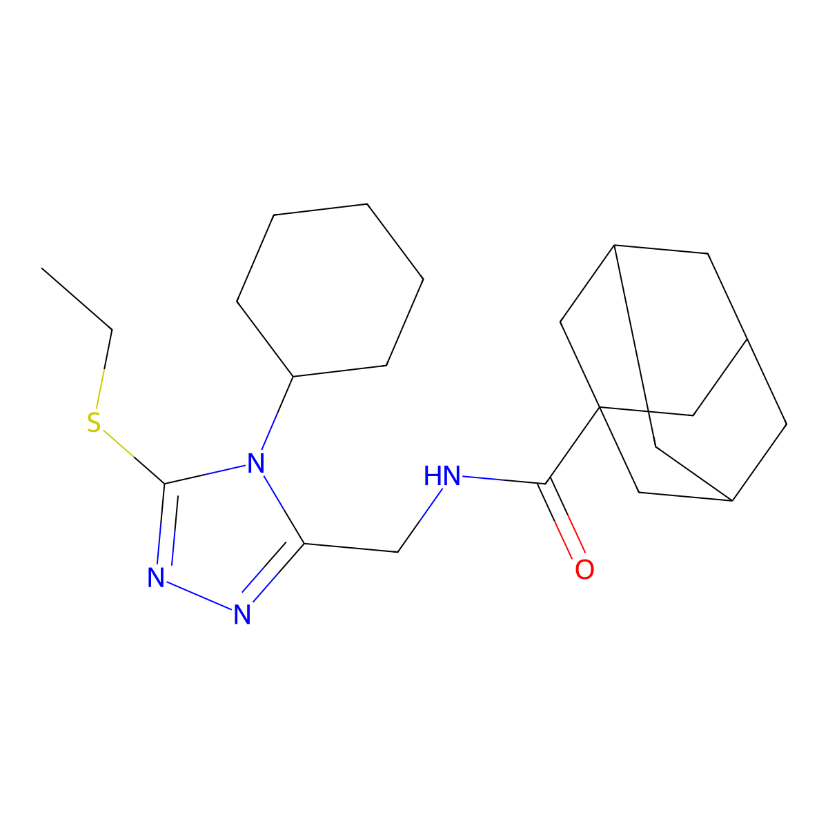 N-[(4-cyclohexyl-5-ethylsulfanyl-1,2,4-triazol-3-yl)methyl]adamantane-1-carboxamide molecular structure, CAS 477304-25-9