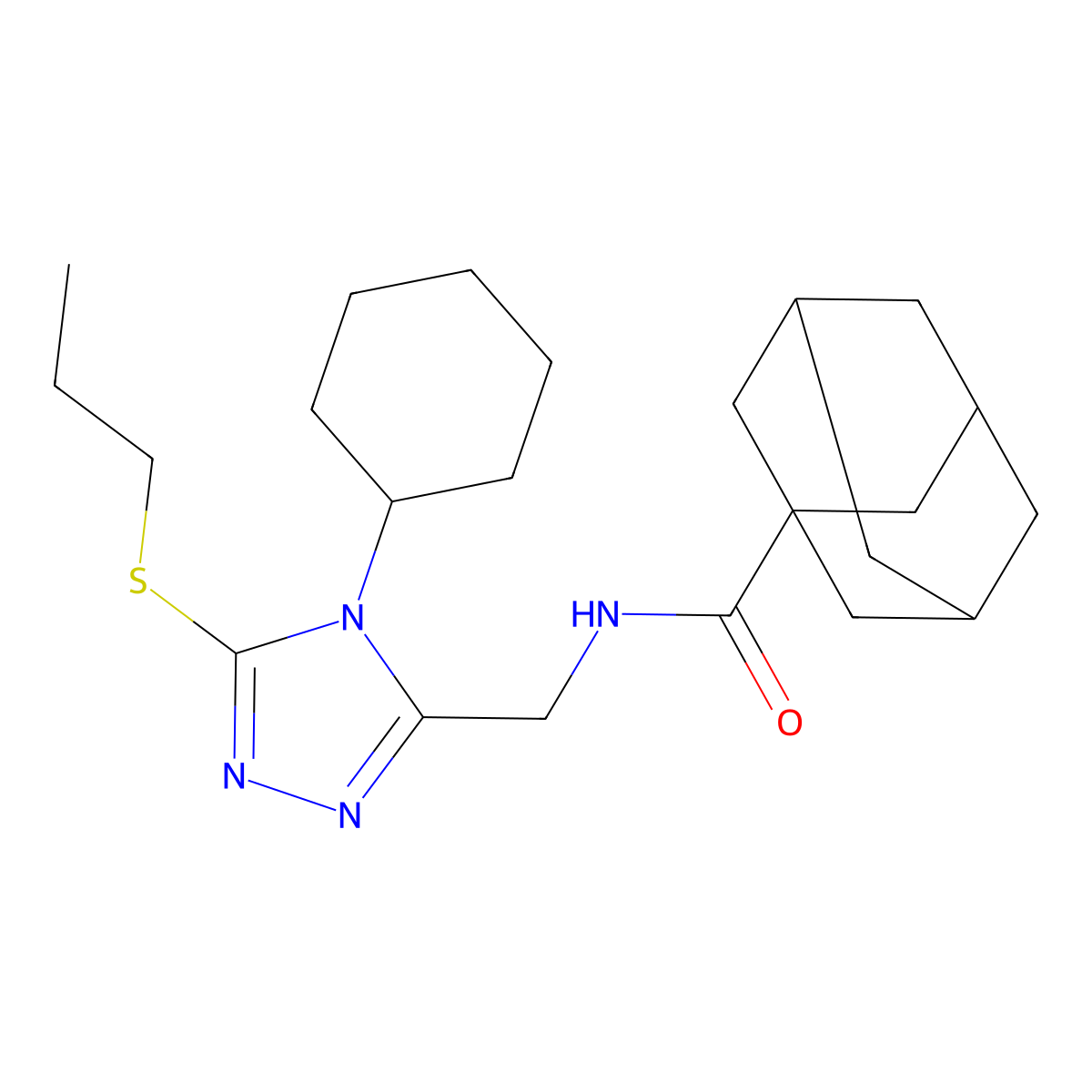 N-[(4-cyclohexyl-5-propylsulfanyl-1,2,4-triazol-3-yl)methyl]adamantane-1-carboxamide molecular structure, CAS 477304-26-0