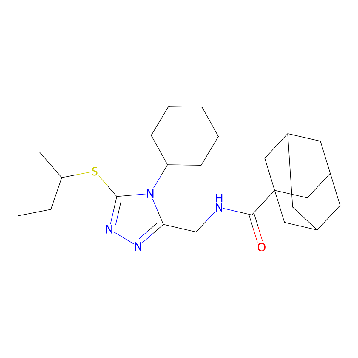 N-[(5-butan-2-ylsulfanyl-4-cyclohexyl-1,2,4-triazol-3-yl)methyl]adamantane-1-carboxamide molecular structure, CAS 477304-53-3