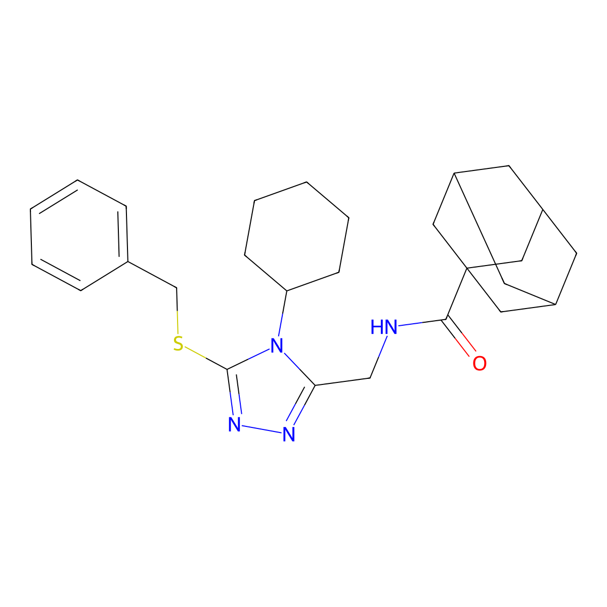 N-[(5-benzylsulfanyl-4-cyclohexyl-1,2,4-triazol-3-yl)methyl]adamantane-1-carboxamide molecular structure, CAS 477304-54-4