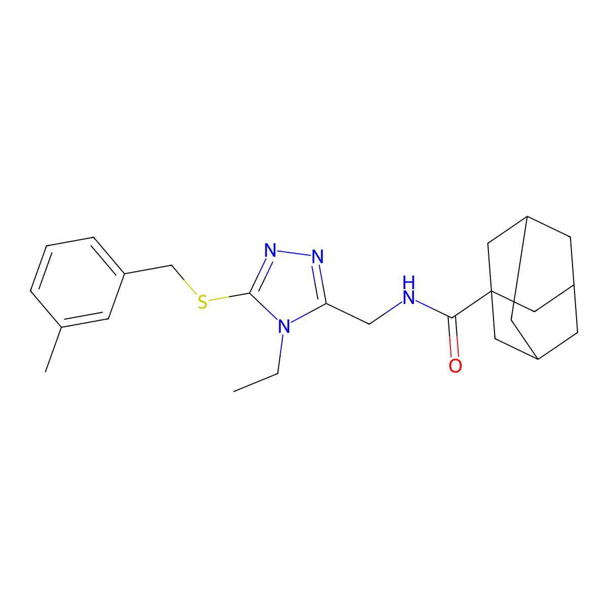 N-[[4-ethyl-5-[(3-methylphenyl)methylsulfanyl]-1,2,4-triazol-3-yl]methyl]adamantane-1-carboxamide molecular structure, CAS 477304-58-8