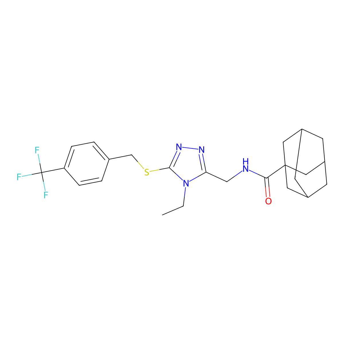 N-[[4-ethyl-5-[[4-(trifluoromethyl)phenyl]methylsulfanyl]-1,2,4-triazol-3-yl]methyl]adamantane-1-carboxamide molecular structure, CAS 477304-59-9
