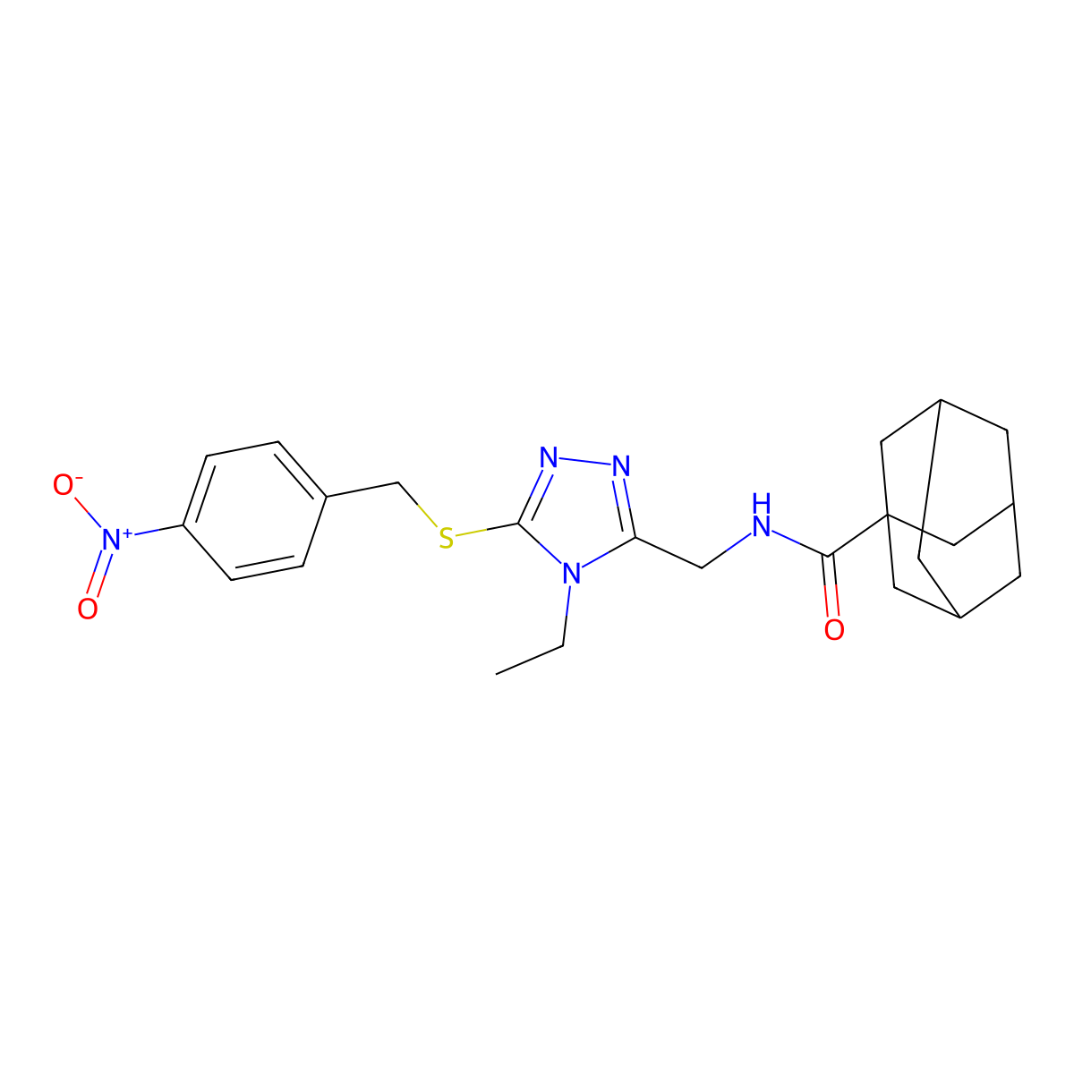 N-[[4-ethyl-5-[(4-nitrophenyl)methylsulfanyl]-1,2,4-triazol-3-yl]methyl]adamantane-1-carboxamide molecular structure, CAS 477304-61-3