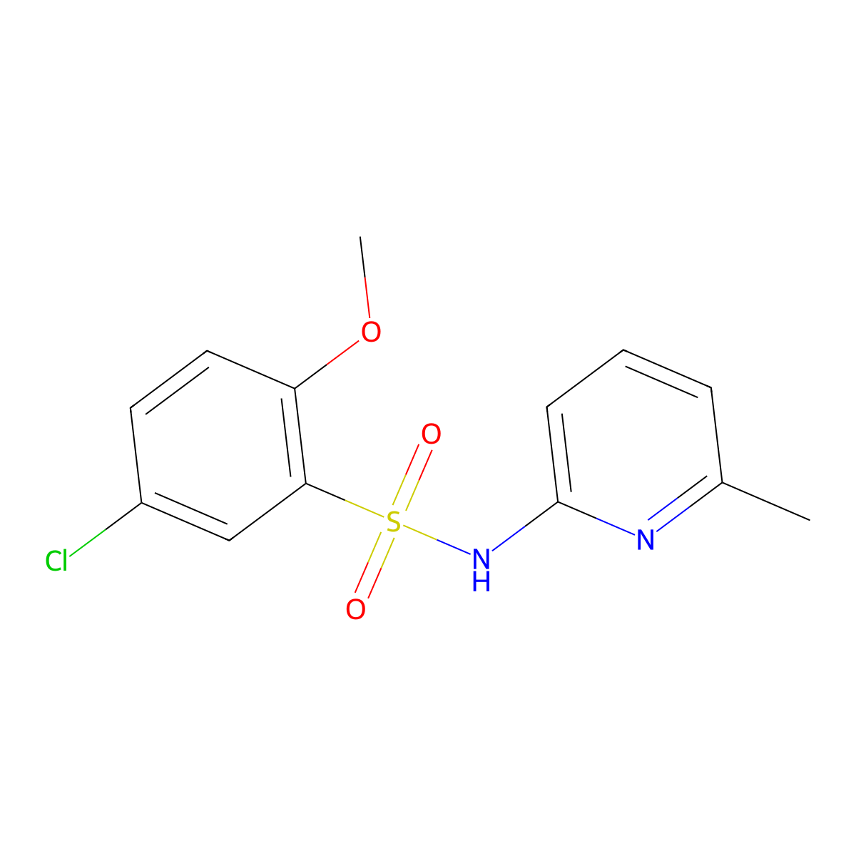5-chloro-2-methoxy-N-(6-methylpyridin-2-yl)benzenesulfonamide molecular structure, CAS 477305-70-7