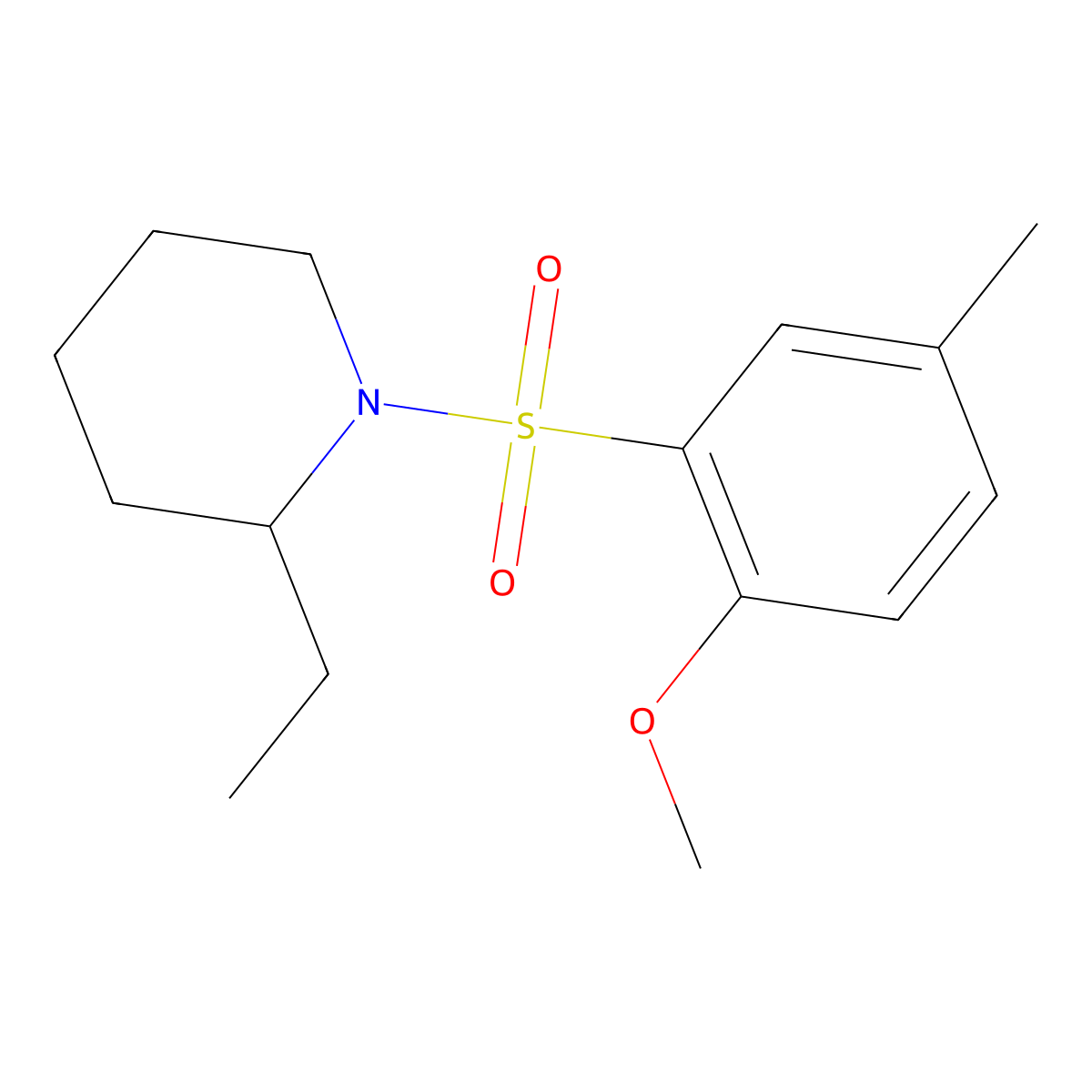 2-Ethyl-1-(2-methoxy-5-methylbenzenesulfonyl)piperidine molecular structure, CAS 477307-09-8