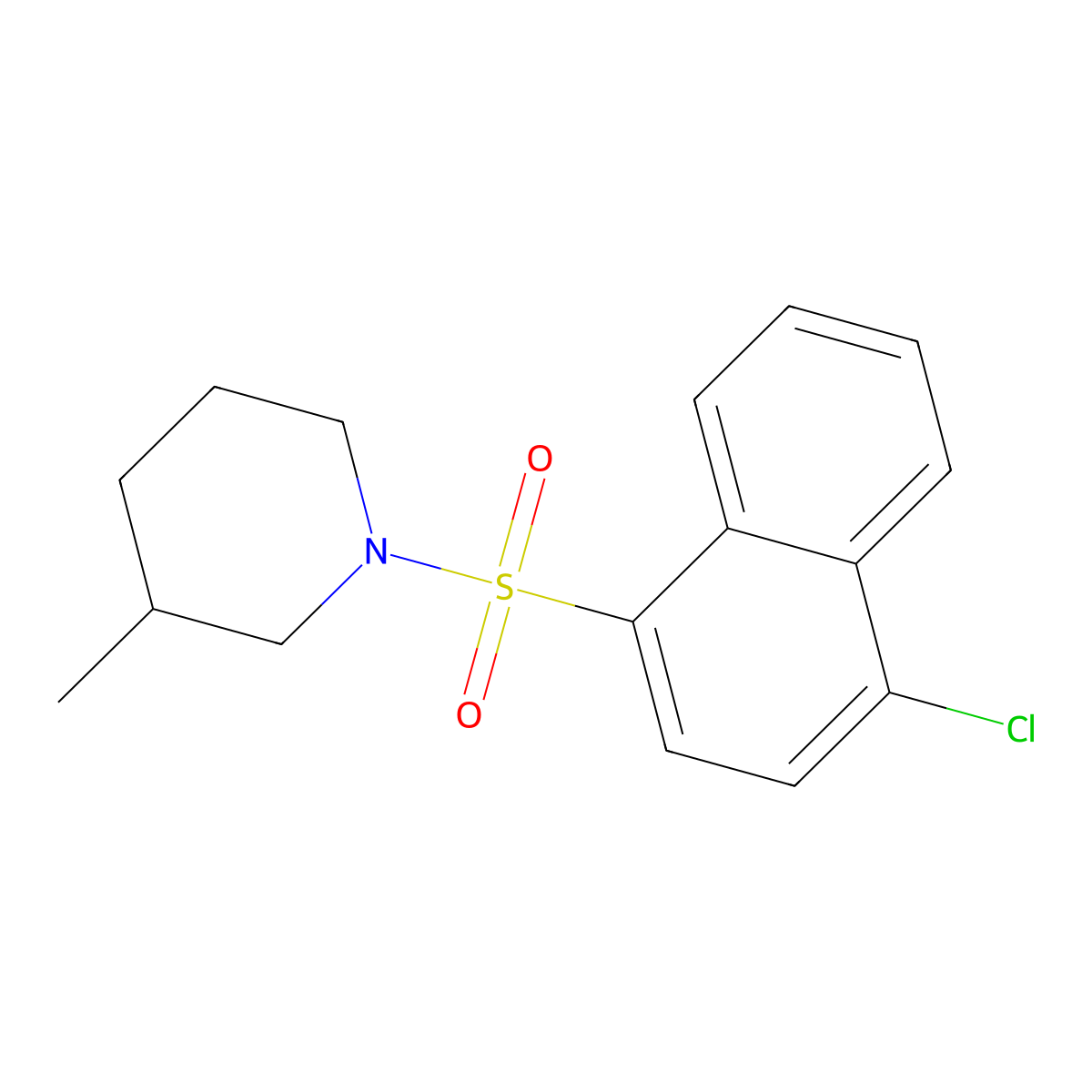 1-((4-Chloronaphthalen-1-yl)sulfonyl)-3-methylpiperidine molecular structure, CAS 477307-41-8