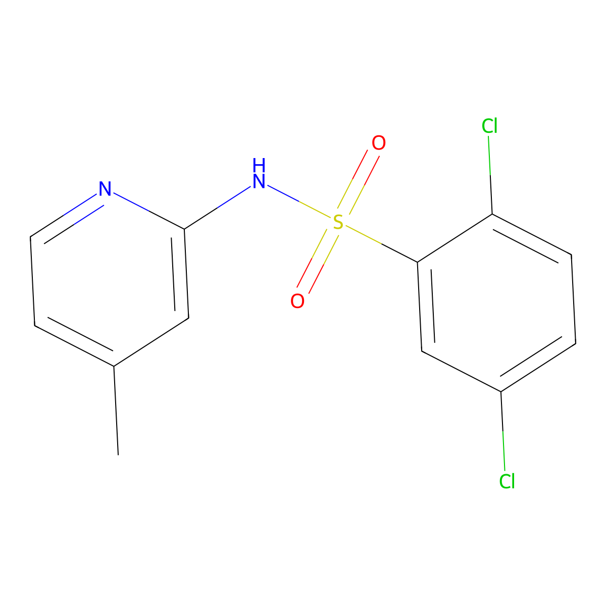 2,5-dichloro-N-(4-methylpyridin-2-yl)benzene-1-sulfonamide molecular structure, CAS 477308-04-6