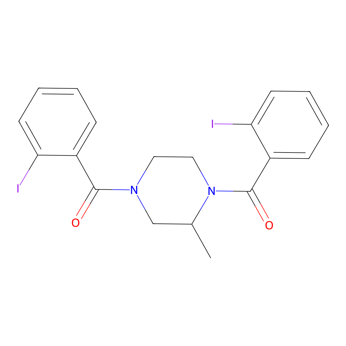 1,4-Bis(2-iodobenzoyl)-2-methylpiperazine molecular structure, CAS 477308-28-4