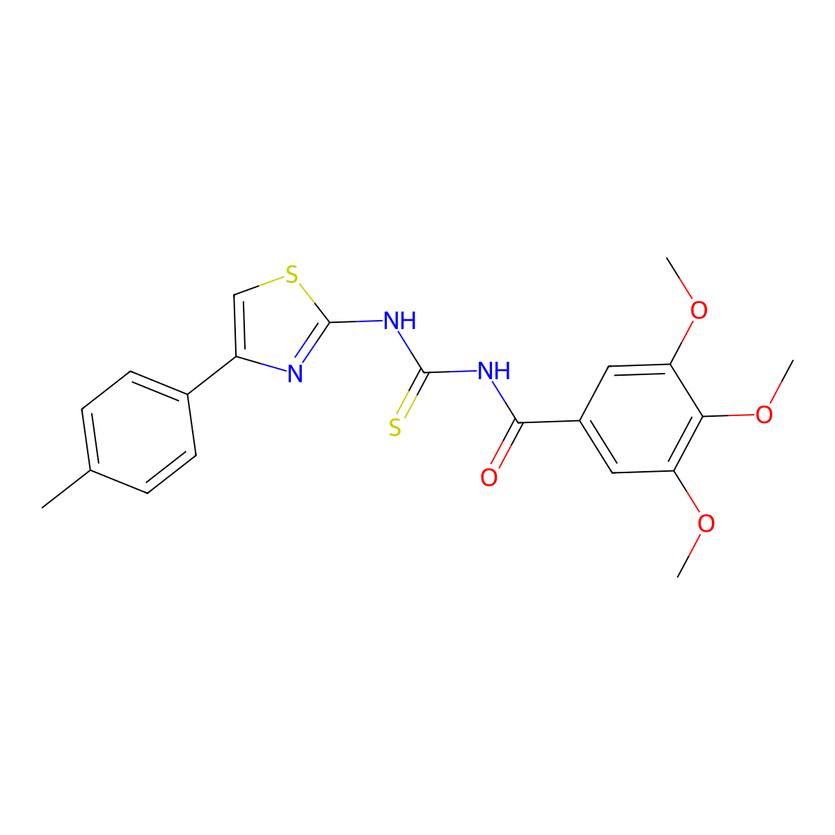 3,4,5-trimethoxy-N-[[4-(4-methylphenyl)-1,3-thiazol-2-yl]carbamothioyl]benzamide molecular structure, CAS 477311-04-9