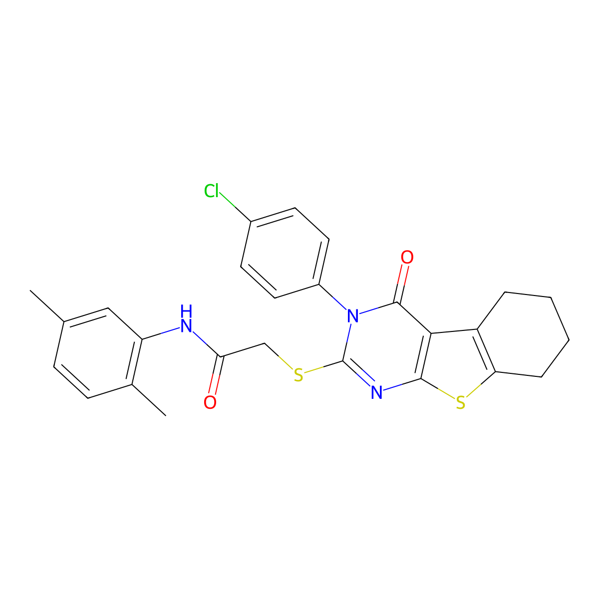 2-{[3-(4-Chlorophenyl)-4-oxo-3,4,5,6,7,8-hexahydro[1]benzothieno[2,3-D]pyrimidin-2-YL]sulfanyl}-N-(2,5-dimethylphenyl)acetamide molecular structure, CAS 477313-48-7