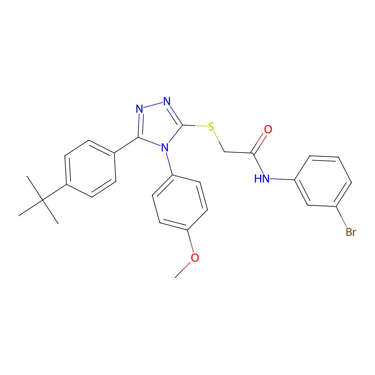 N-(3-Bromophenyl)-2-{[5-(4-tert-butylphenyl)-4-(4-methoxyphenyl)-4H-1,2,4-triazol-3-YL]sulfanyl}acetamide molecular structure, CAS 477313-58-9