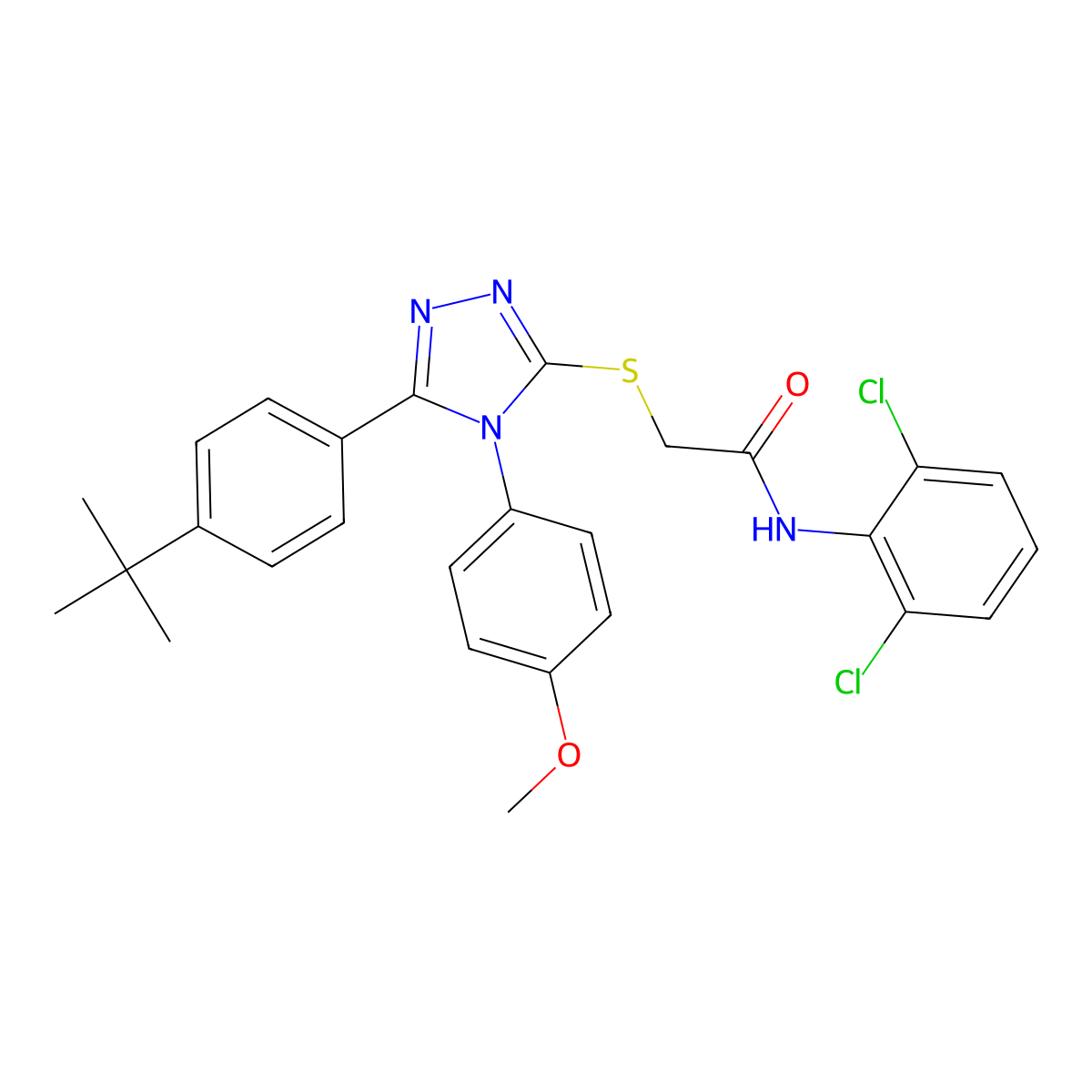 2-{[5-(4-Tert-butylphenyl)-4-(4-methoxyphenyl)-4H-1,2,4-triazol-3-YL]sulfanyl}-N-(2,6-dichlorophenyl)acetamide molecular structure, CAS 477313-59-0