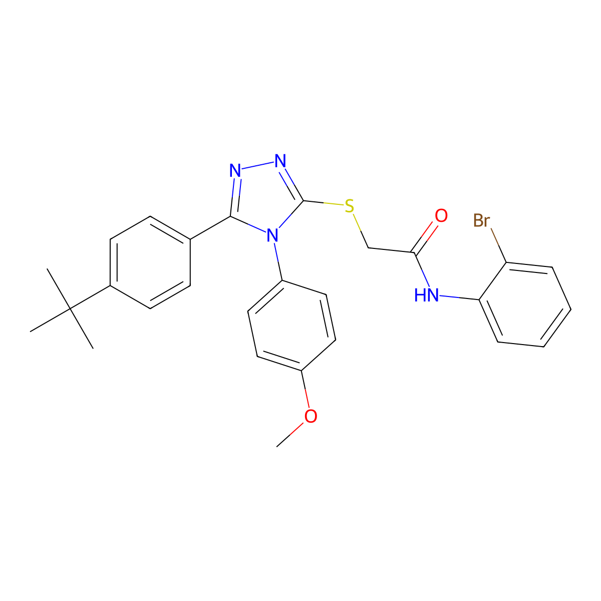 N-(2-Bromophenyl)-2-((5-(4-tert-butylphenyl)-4-(4-methoxyphenyl)-4H-1,2,4-triazol-3-YL)sulfanyl)acetamide molecular structure, CAS 477313-60-3