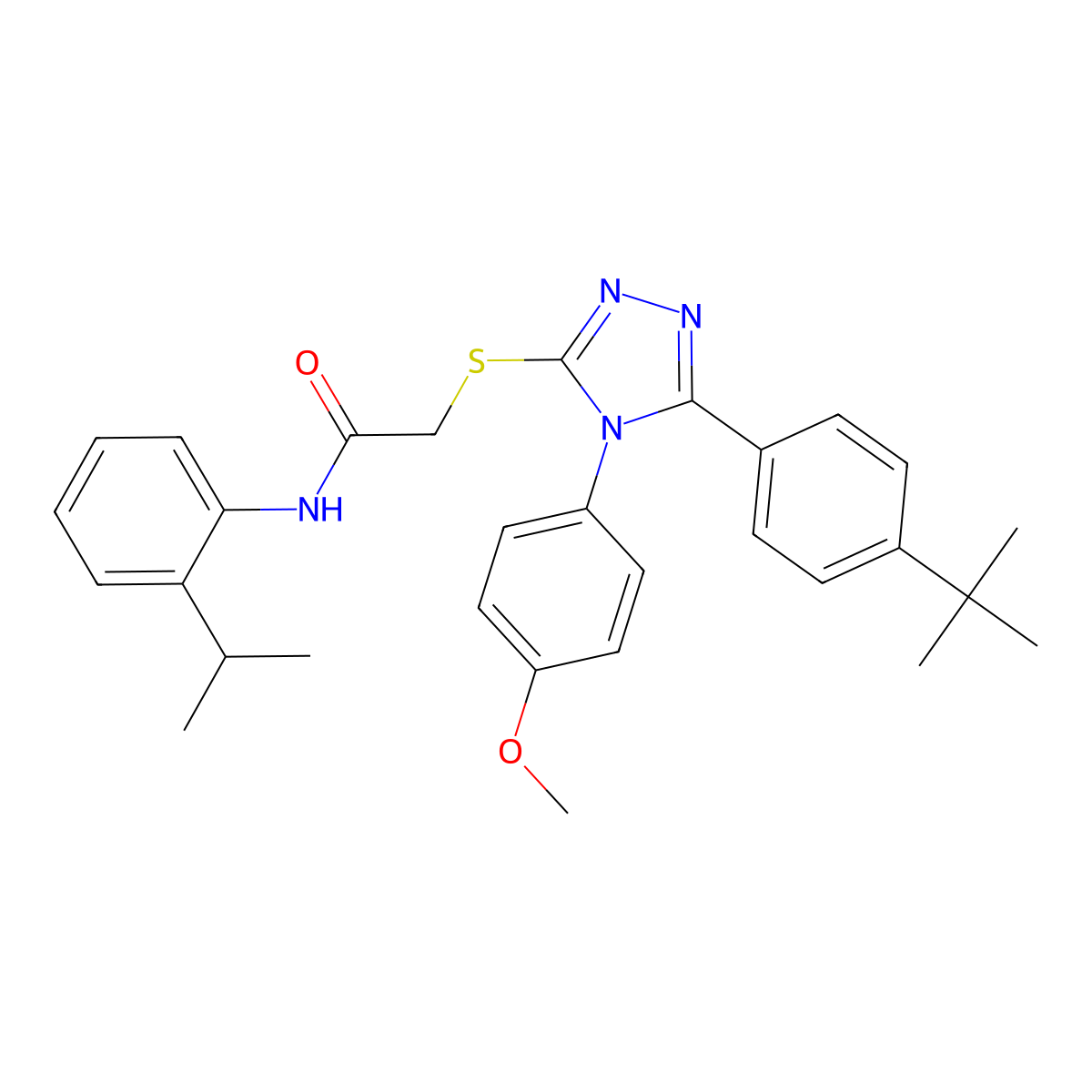 2-{[5-(4-Tert-butylphenyl)-4-(4-methoxyphenyl)-4H-1,2,4-triazol-3-YL]sulfanyl}-N-(2-isopropylphenyl)acetamide molecular structure, CAS 477313-63-6