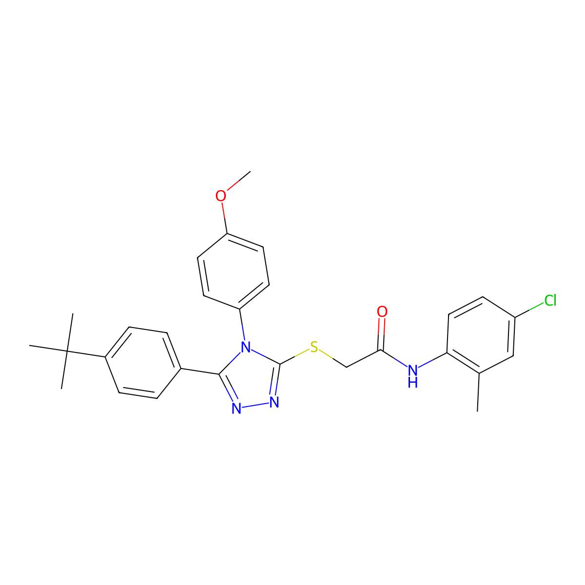 2-((5-(4-Tert-butylphenyl)-4-(4-methoxyphenyl)-4H-1,2,4-triazol-3-YL)sulfanyl)-N-(4-chloro-2-methylphenyl)acetamide molecular structure, CAS 477313-66-9