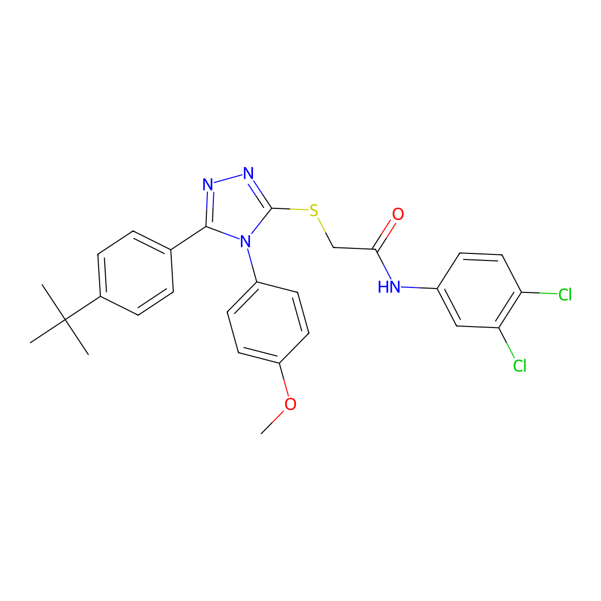 2-((5-(4-Tert-butylphenyl)-4-(4-methoxyphenyl)-4H-1,2,4-triazol-3-YL)sulfanyl)-N-(3,4-dichlorophenyl)acetamide molecular structure, CAS 477313-67-0