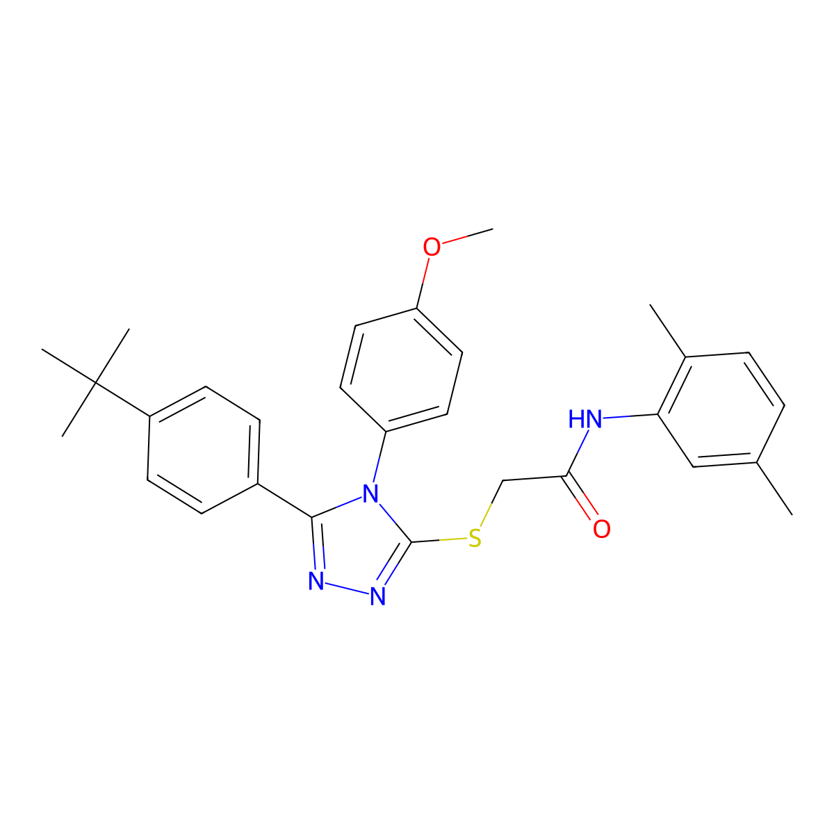 2-((5-(4-Tert-butylphenyl)-4-(4-methoxyphenyl)-4H-1,2,4-triazol-3-YL)sulfanyl)-N-(2,5-dimethylphenyl)acetamide molecular structure, CAS 477313-68-1