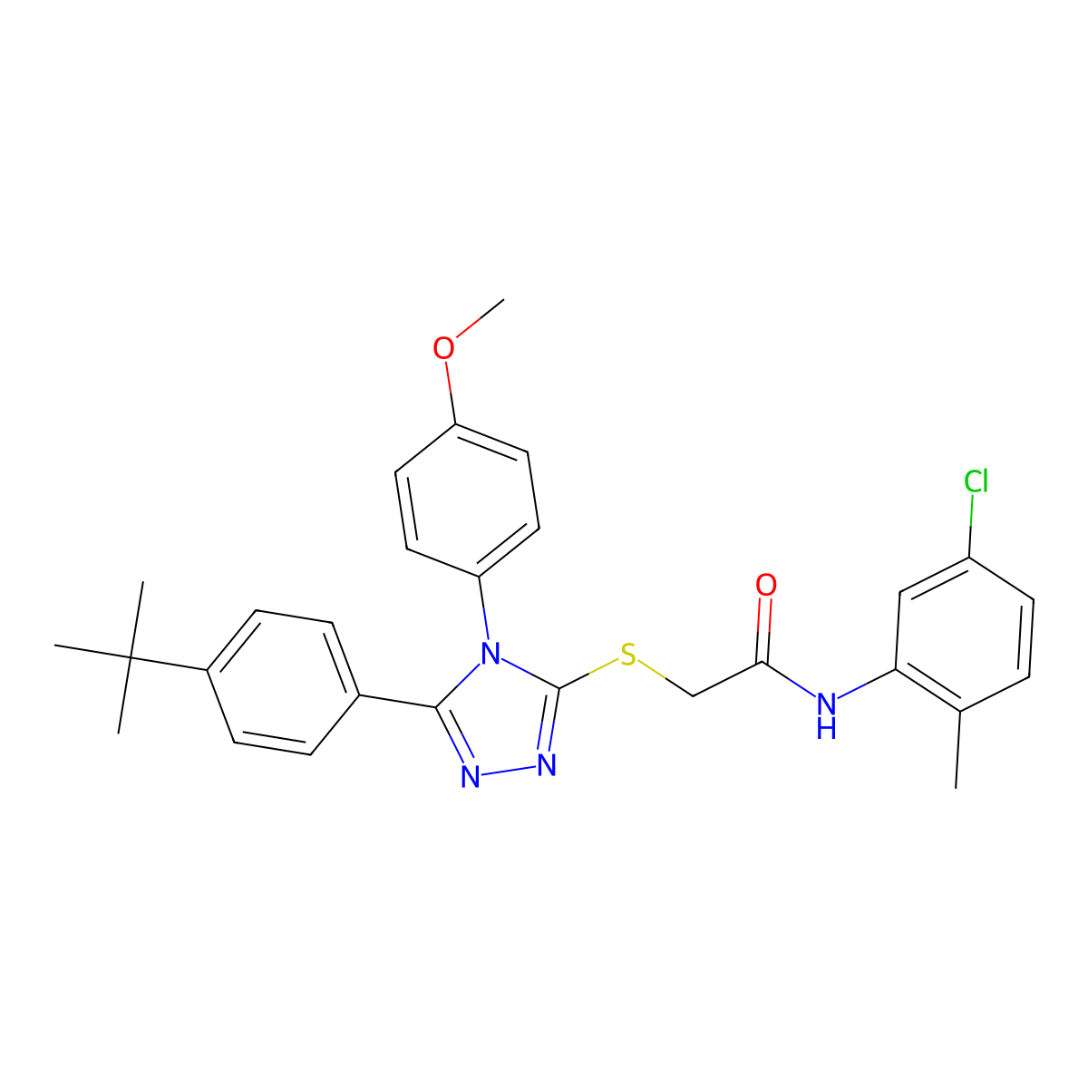 2-((5-(4-Tert-butylphenyl)-4-(4-methoxyphenyl)-4H-1,2,4-triazol-3-YL)sulfanyl)-N-(5-chloro-2-methylphenyl)acetamide molecular structure, CAS 477313-69-2
