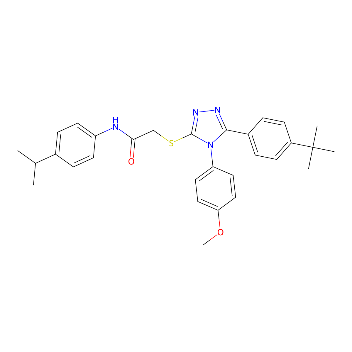 2-((5-(4-Tert-butylphenyl)-4-(4-methoxyphenyl)-4H-1,2,4-triazol-3-YL)sulfanyl)-N-(4-isopropylphenyl)acetamide molecular structure, CAS 477313-71-6