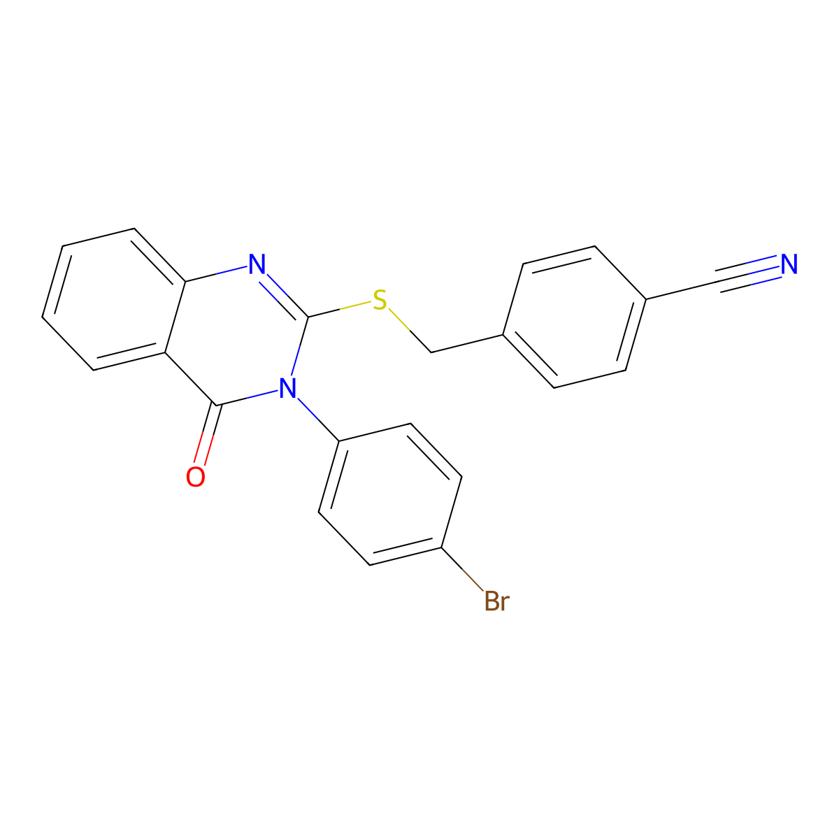 4-(((3-(4-Bromophenyl)-4-oxo-3,4-dihydroquinazolin-2-yl)thio)methyl)benzonitrile molecular structure, CAS 477313-79-4