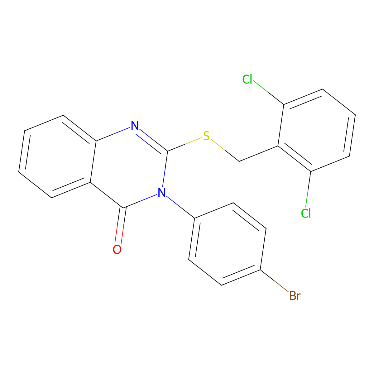 3-(4-Bromophenyl)-2-((2,6-dichlorobenzyl)thio)-4(3H)-quinazolinone molecular structure, CAS 477313-80-7