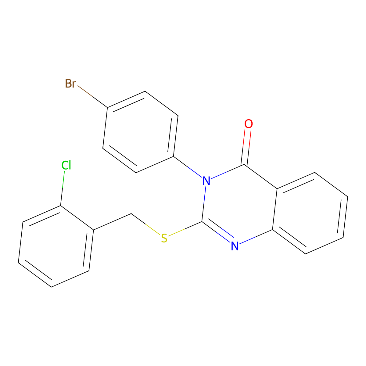 3-(4-Bromophenyl)-2-((2-chlorobenzyl)thio)-4(3H)-quinazolinone molecular structure, CAS 477313-86-3