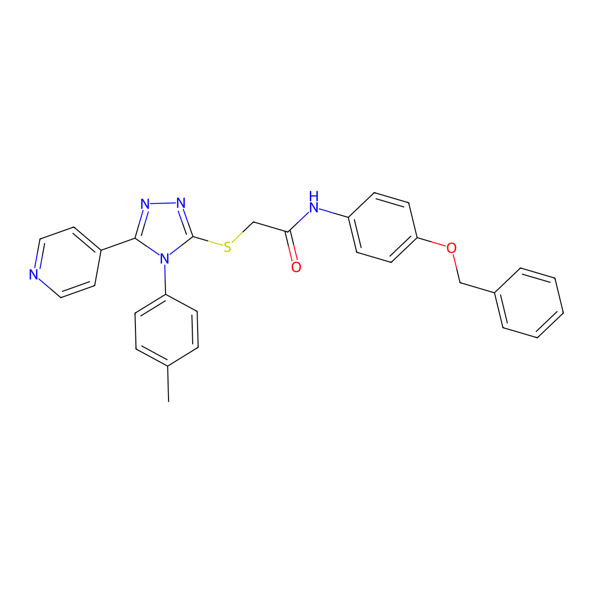 N-(4-(Benzyloxy)phenyl)-2-((4-(4-methylphenyl)-5-(4-pyridinyl)-4H-1,2,4-triazol-3-YL)sulfanyl)acetamide molecular structure, CAS 477318-61-9