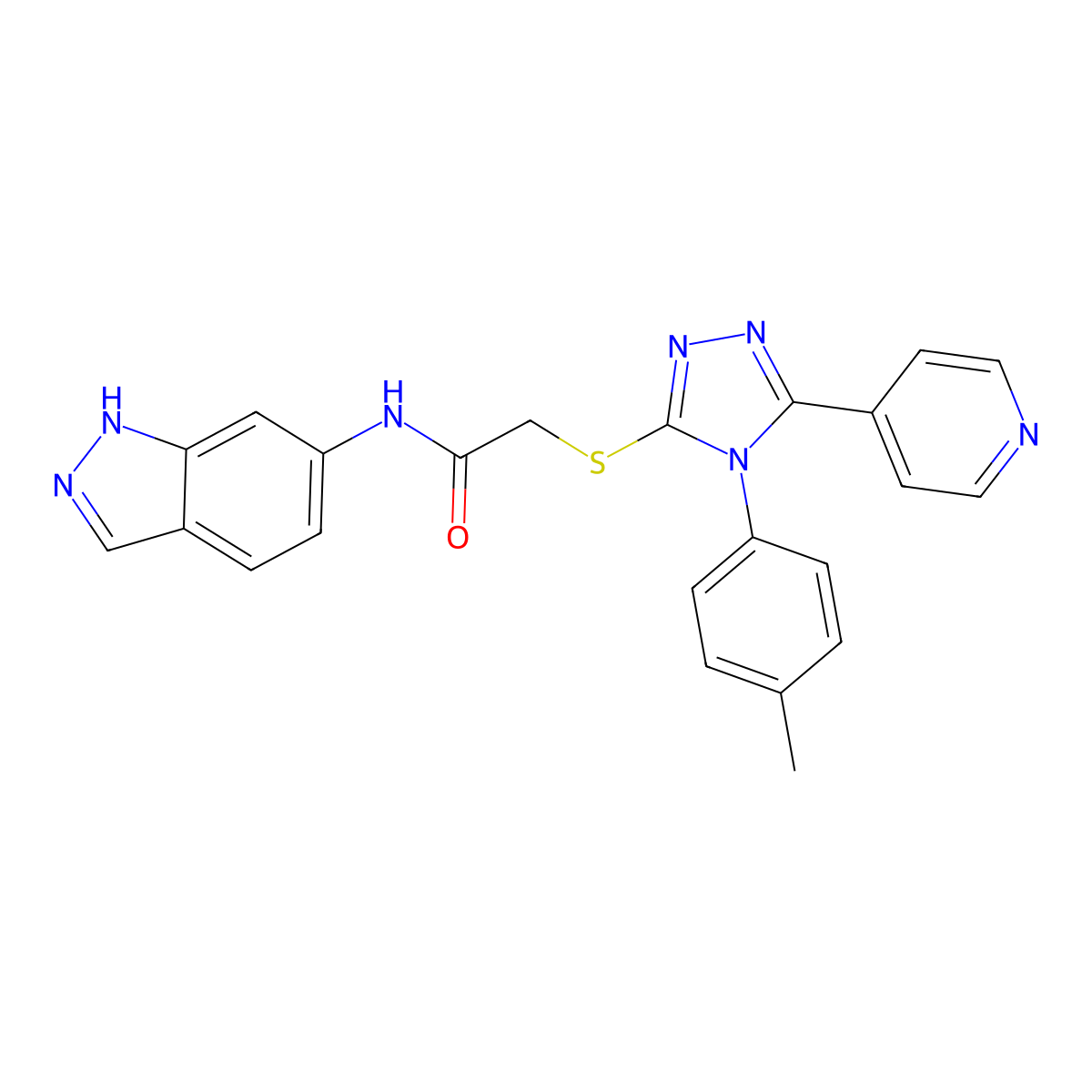 N-(1H-Indazol-6-YL)-2-{[4-(4-methylphenyl)-5-(4-pyridinyl)-4H-1,2,4-triazol-3-YL]sulfanyl}acetamide molecular structure, CAS 477318-64-2