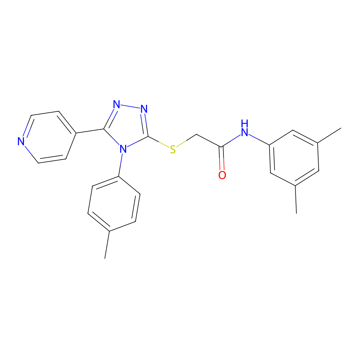 N-(3,5-Dimethylphenyl)-2-((4-(4-methylphenyl)-5-(4-pyridinyl)-4H-1,2,4-triazol-3-YL)sulfanyl)acetamide molecular structure, CAS 477318-65-3