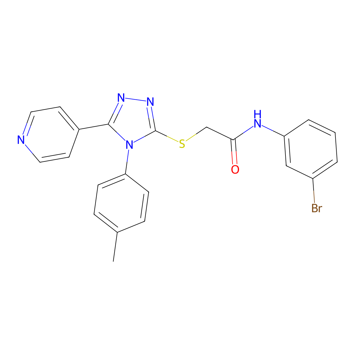 N-(3-Bromophenyl)-2-((4-(4-methylphenyl)-5-(4-pyridinyl)-4H-1,2,4-triazol-3-YL)sulfanyl)acetamide molecular structure, CAS 477318-70-0
