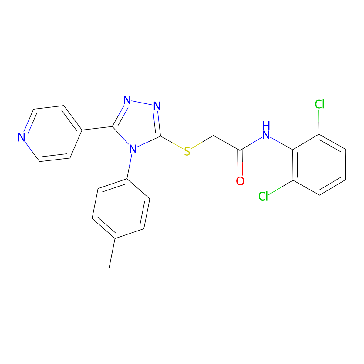 N-(2,6-Dichlorophenyl)-2-{[4-(4-methylphenyl)-5-(4-pyridinyl)-4H-1,2,4-triazol-3-YL]sulfanyl}acetamide molecular structure, CAS 477318-71-1