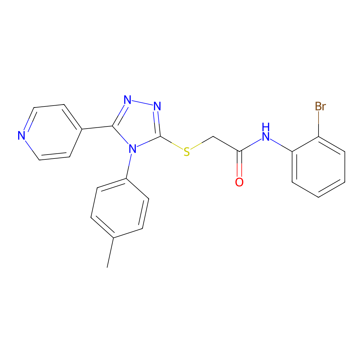 N-(2-BR-PH)-2-((4-(4-ME-PH)-5-(4-Pyridinyl)-4H-1,2,4-triazol-3-YL)thio)acetamide molecular structure, CAS 477318-72-2